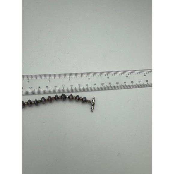 Iridescent Red and Gold Glass Beaded Bracelet with Toggle Clasp - Picture 6 of 7